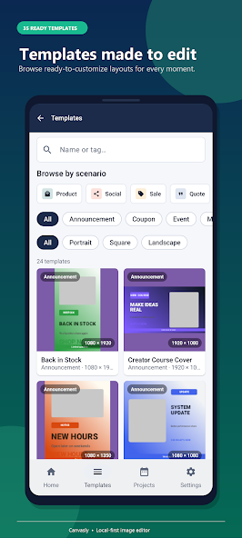 Canvasly template browser